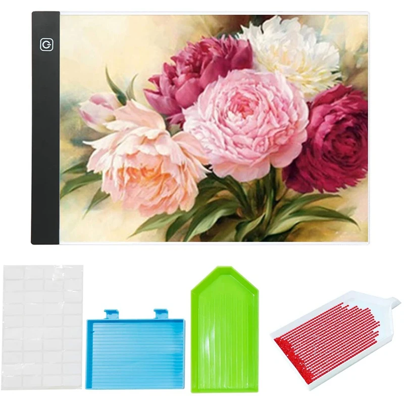 60-delige Diamond Painting A4 LED-lichtkussenset - Diamond Art Light Board, met afneembare beugel en roller