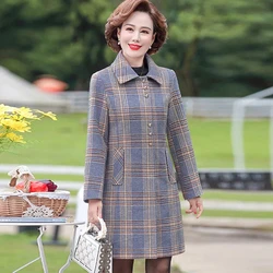 Middle-aged Mother Woolen Coat New Women Spring Autumn Woolen Jacket Female Winter Thicken Woolen Overcoat A604