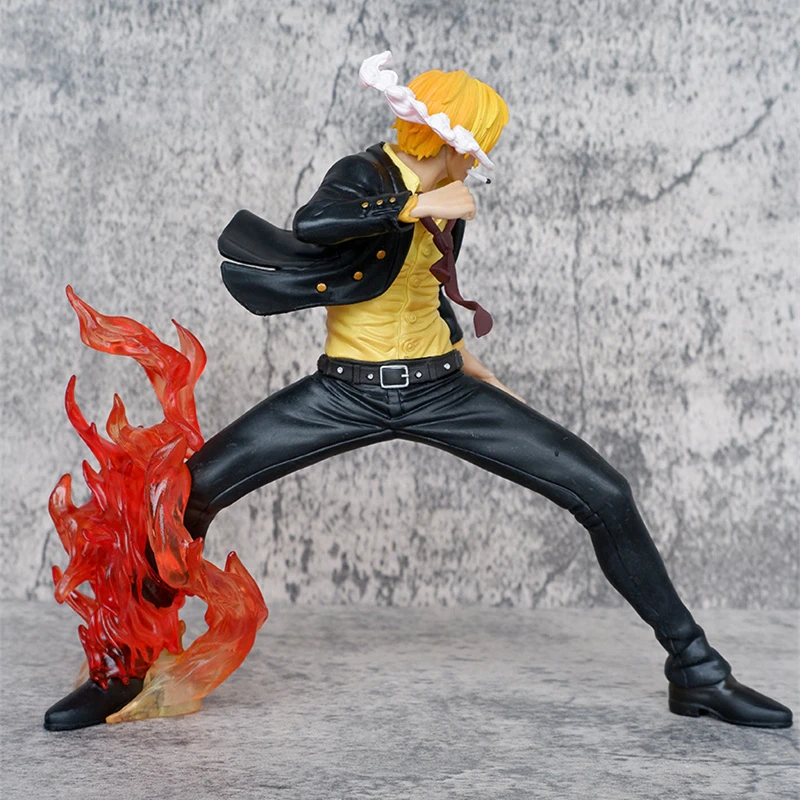 Anime One Piece Black Suit Sanji Diable Jambe Ver. GK PVC Action Figure Battle Statue Collectible Model Kids Toys Doll 19CM