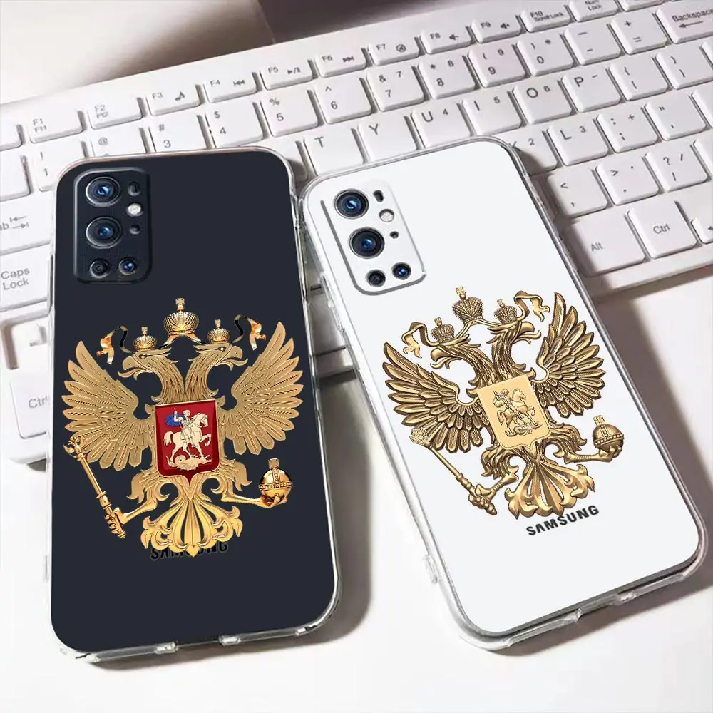 Clear Case For Samsung Galaxy S22 S21 S20 FE S10 NOTE A12 A11 A10 A10S J7 PLUS ULTRA 5G Case Fashion Russia Russian Flags Emblem