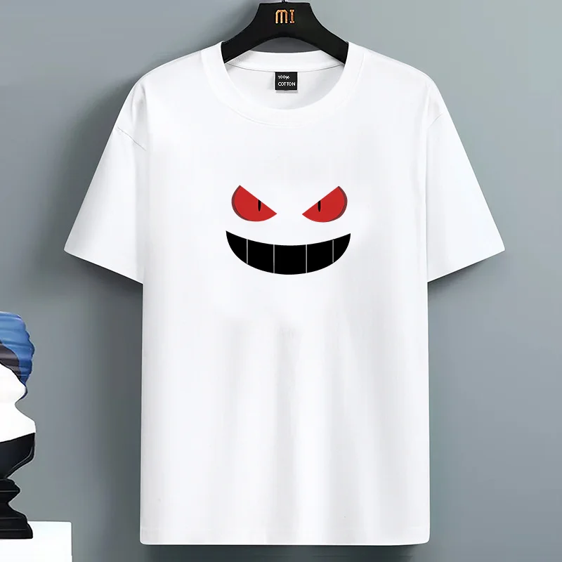 

2025 Summer Men's T-shirt High Quality 100 Cotton Demon Printed Loose O-neck Men Short Sleeve Casual For Male T-shirt Top Tee