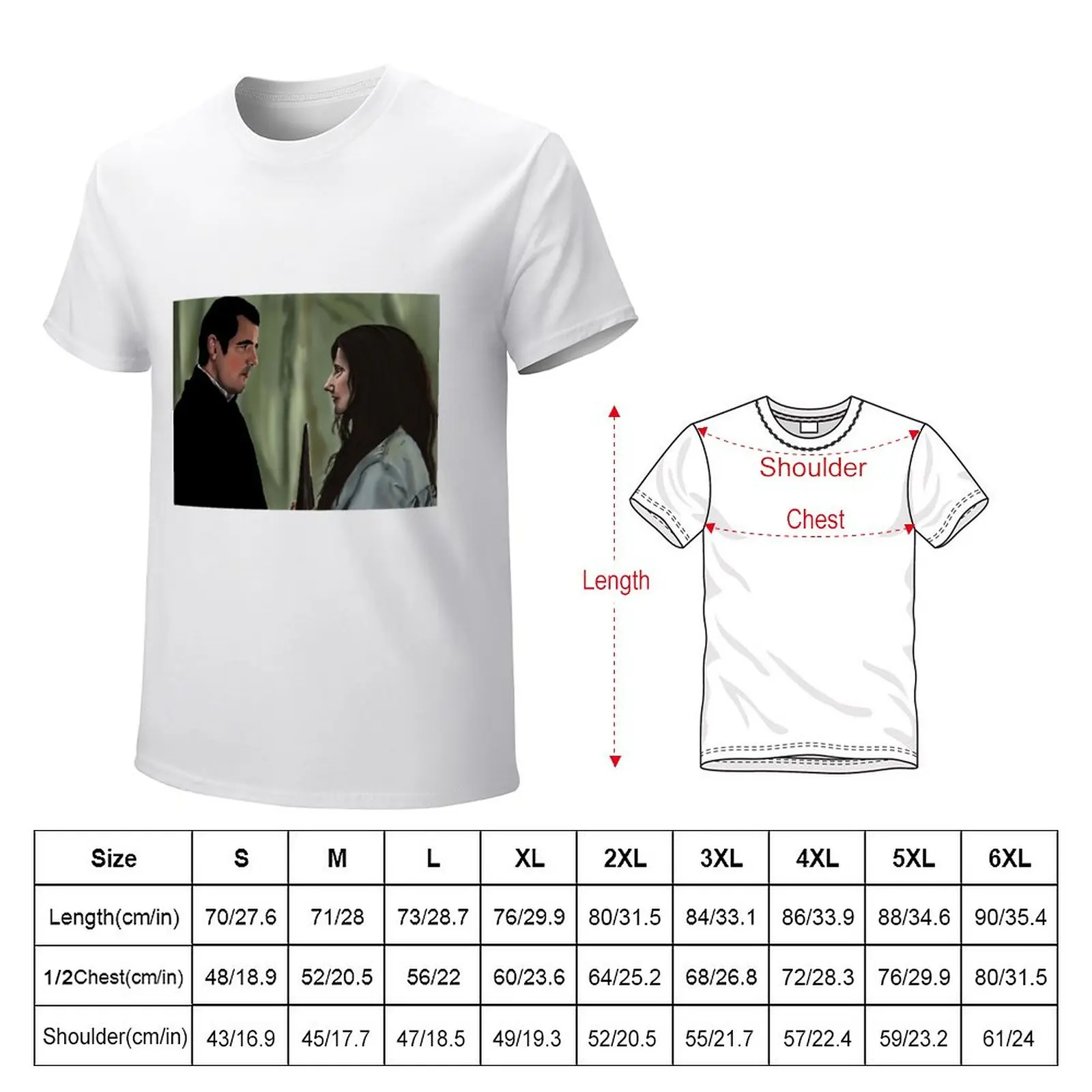 Dracula and Sister Agatha with stake (Claes Bang and Dolly Wells) T-Shirt heavyweights mens t shirt graphic