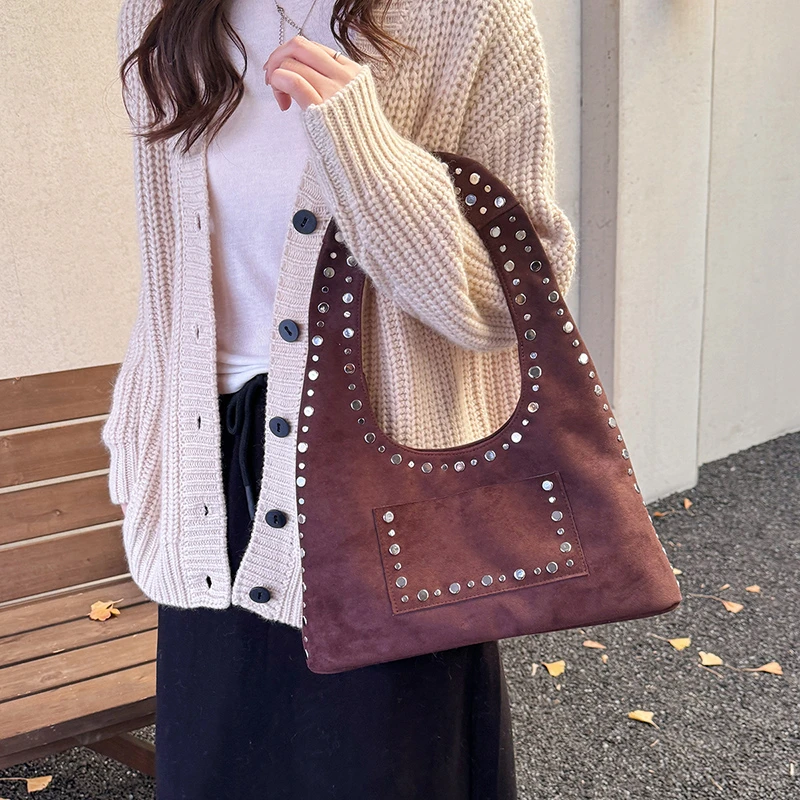 

Advanced Retro Bag for Women's 2025 New Textured Frosted Shoulder Bag Large Capacity Commuting Tote Bag Ladies Underarm Handbag