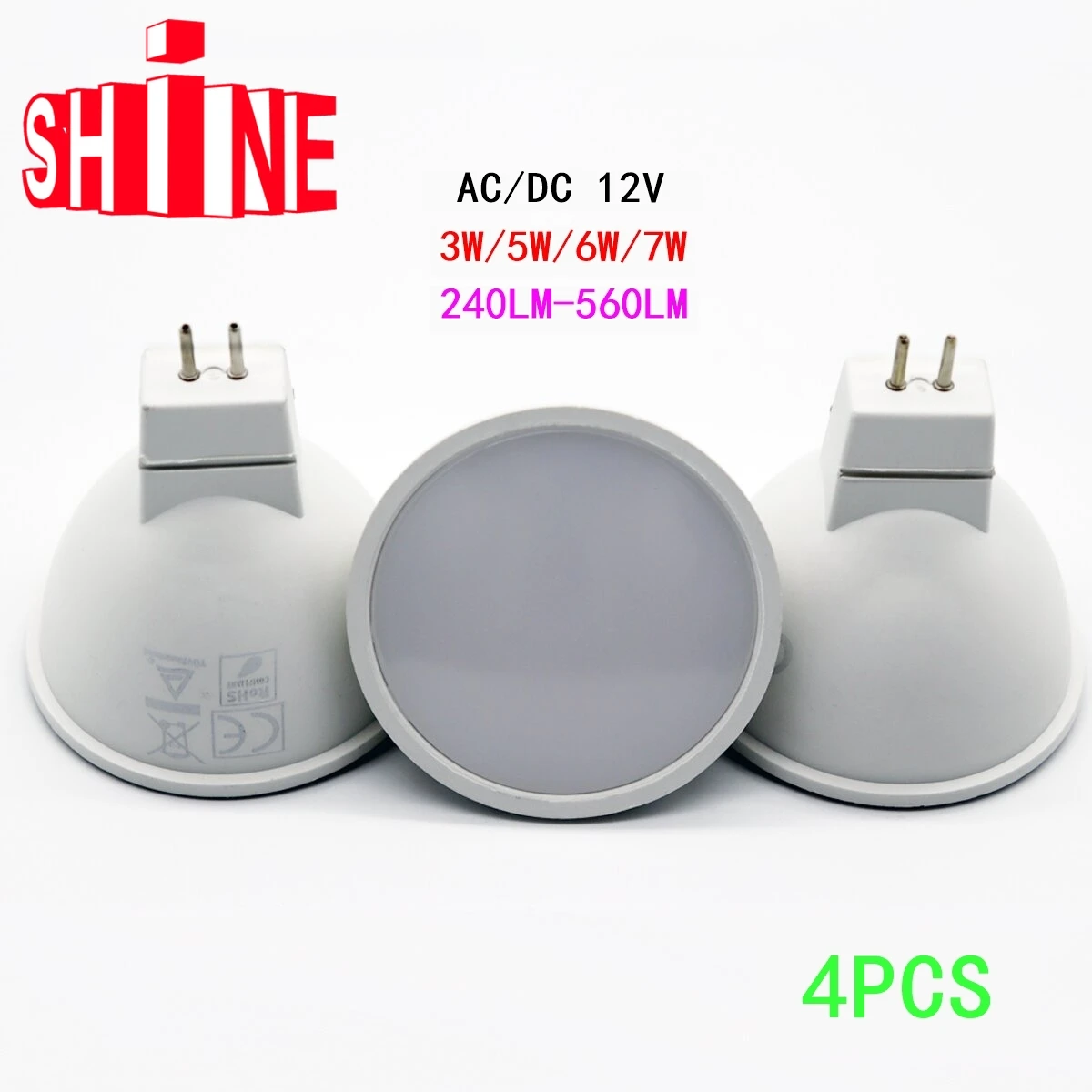 

4PCS LED Spotlight MR16 GU5.3 low pressure AC/DC 12V 3W 5W 6W 7W Light Angle 120 degrees Warm White Day Light LED Light Lamp