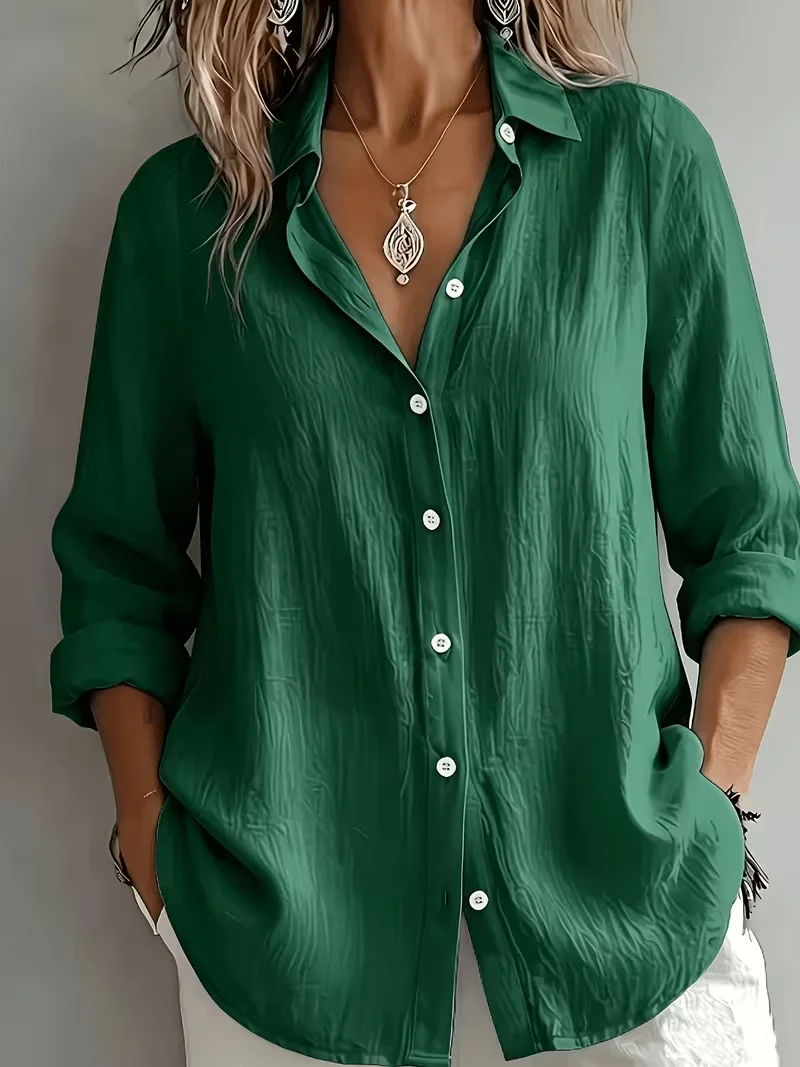 Women's Autumn Button Up Blouse Multi Colored Print Lapel Women's Shirt Long Sleeve Elegant Daily Office Ladies Blouse Plus Size