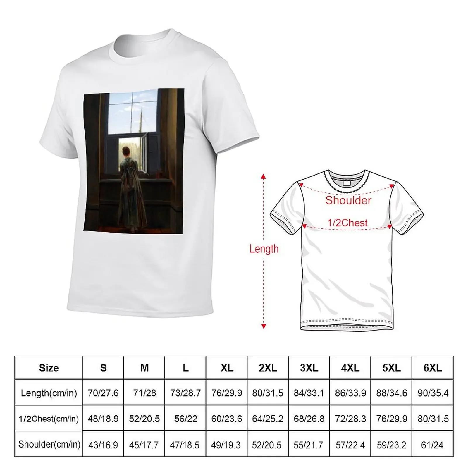 Caspar David Friedrich: Woman at a Window, 1822 T-Shirt sweat new edition mens big and tall t shirts