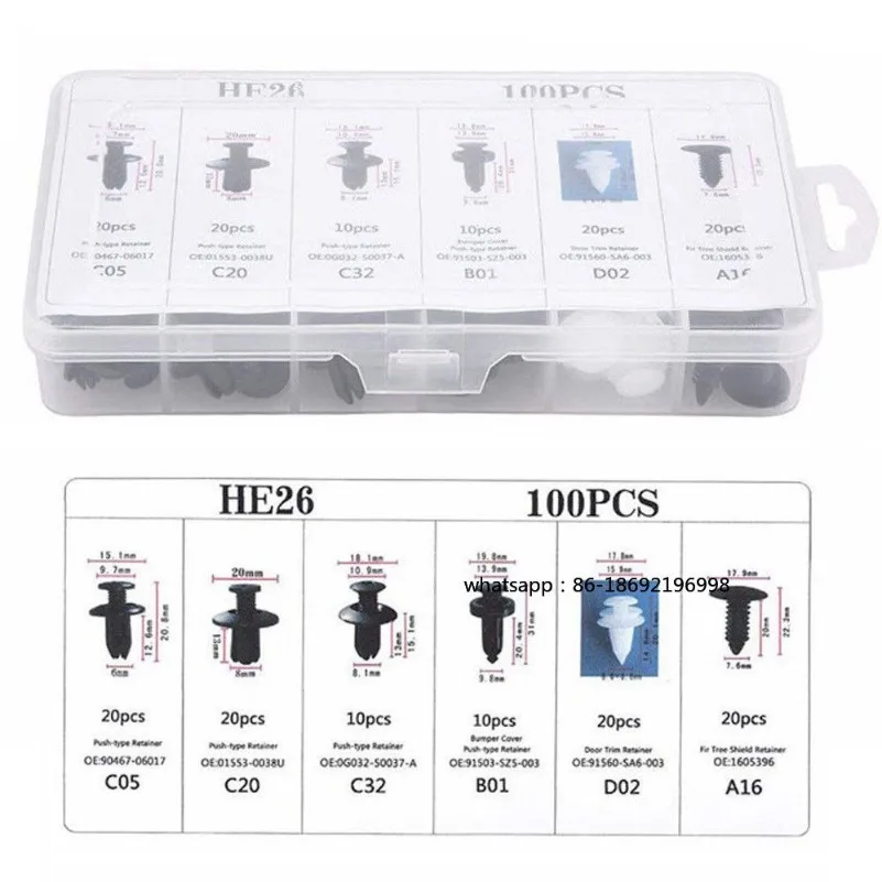 Auto Fastener Clip Mixed Car Body Push Retainer Pin Rivet Bumper Door Trim Panel Fastener Kit Car Clips Box or Bag Packaging