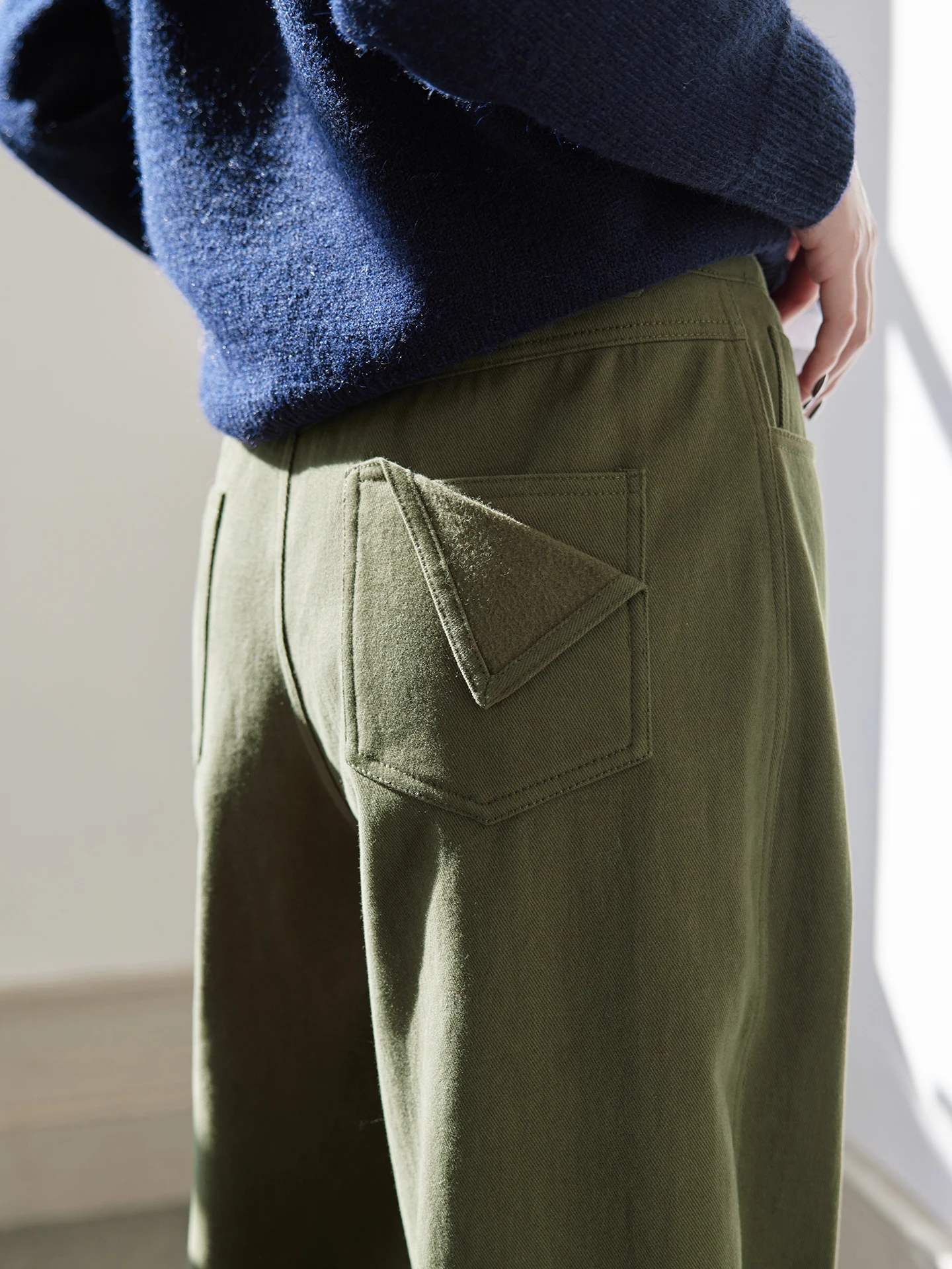 

High Waist American Sle Military een Casual Pants Women's Winter Wide Leg Straight Cut Trousers Mlife Faionable Flip...