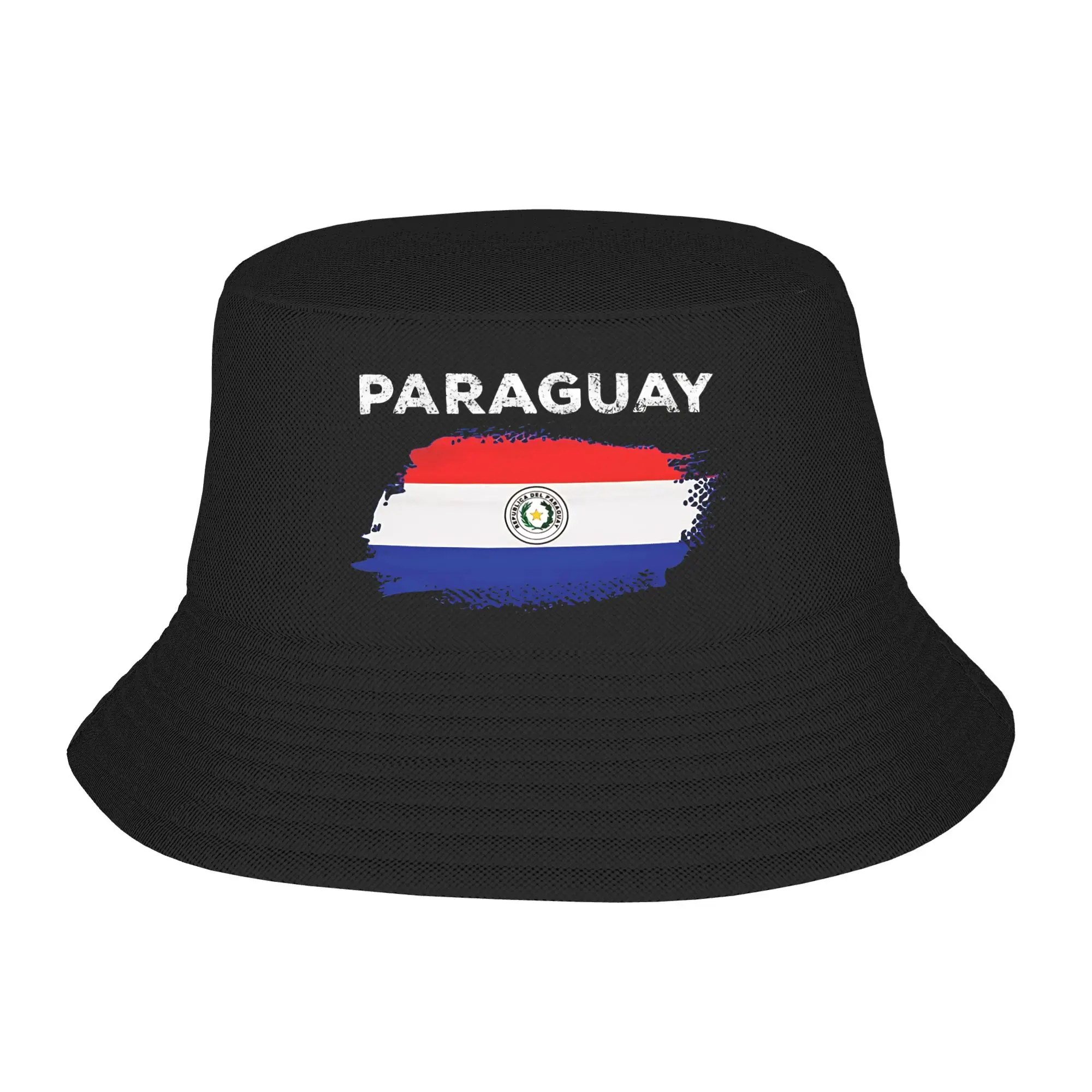 Unisex Cute Paraguay Flag Bucket Hats Outfit  Bob Hats For Vocation Getaway Headwear Lightweight