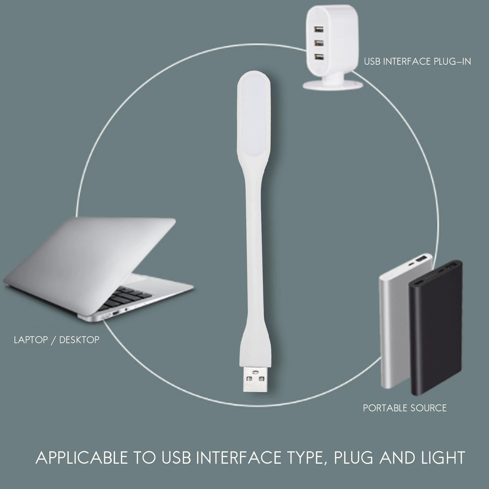 ABZV-Mini lâmpada LED portátil USB flexível 5V 1,2W para luz de mesa cor aleatória