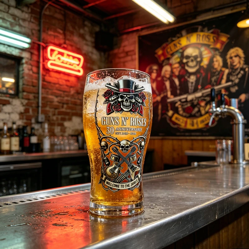 Vintage Collectible Guns - ガンズ・アンド・ローゼズ 30周年記念 ビールグラス ヴィンテージ ロックバンド パイントグラス