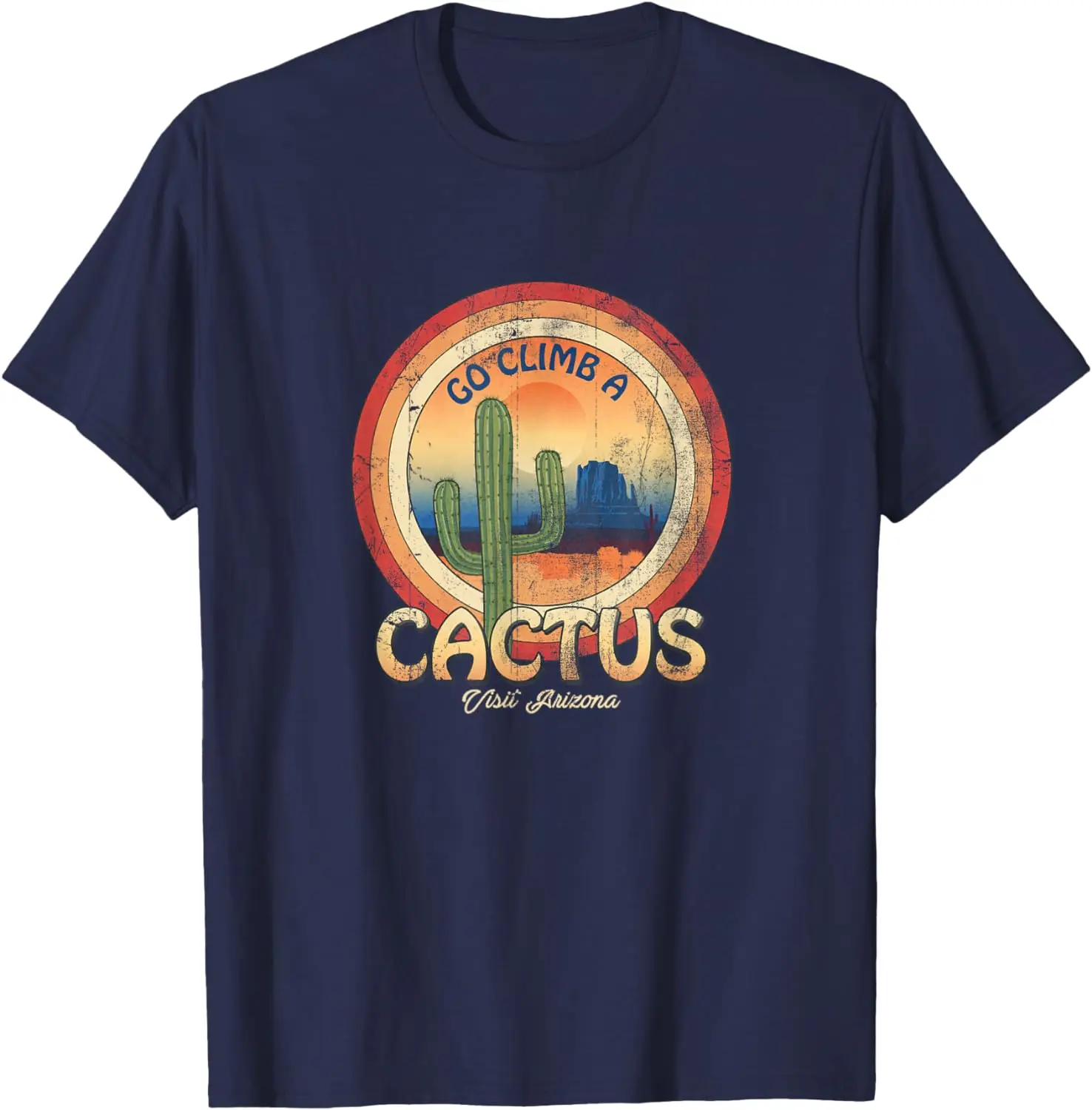 Arizona Cactus Sunset Souvenir AZ Desert Southwest Hiking Cotton T-Shirt Vintage Classic Fashion Streetwear O-neck Short-sleev