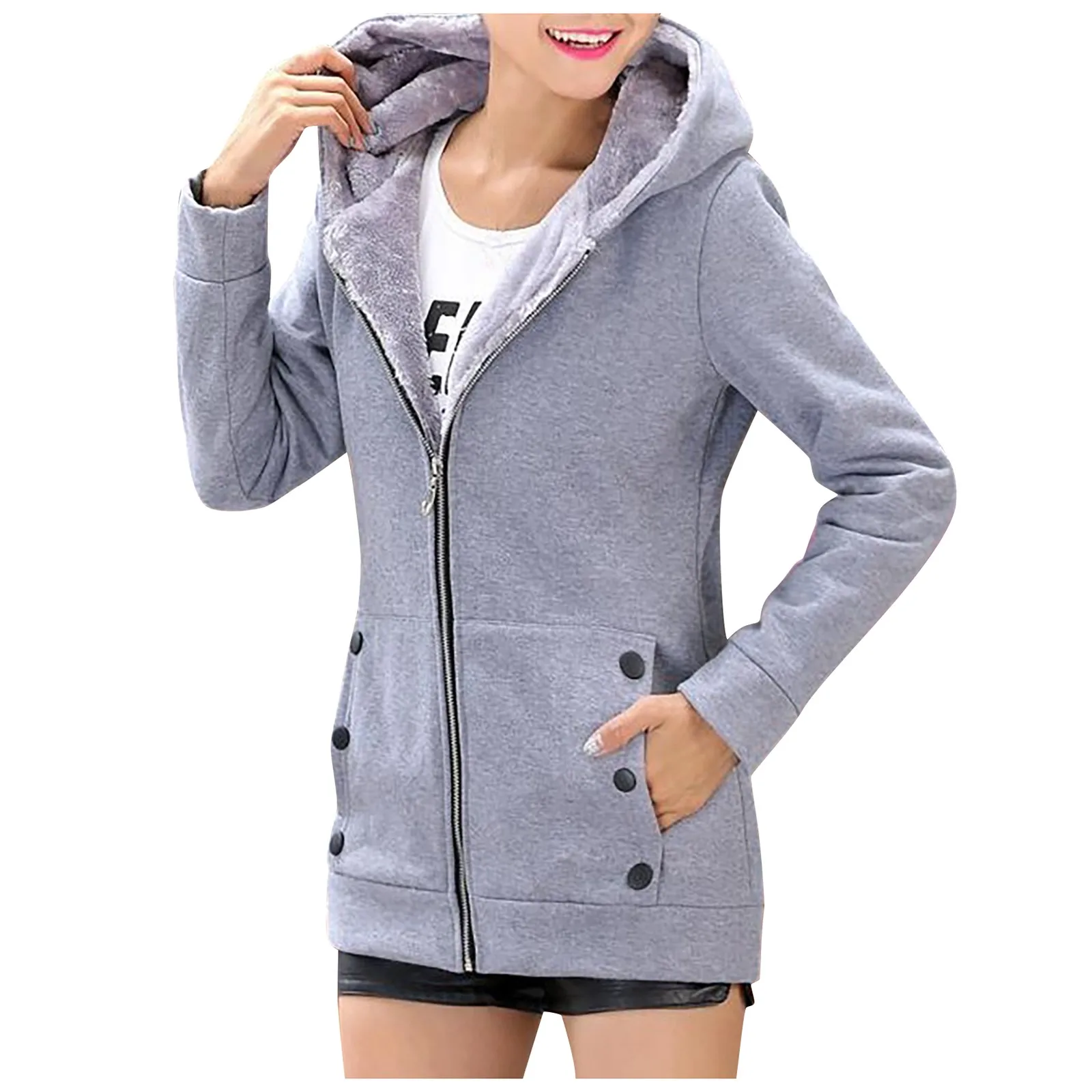 Women\'S Fashion Thicken Warm Zipper Cardigan Sweater Hooded Jacket Abrigos Mujer Invierno Chamarras Para Mujer пальто женское