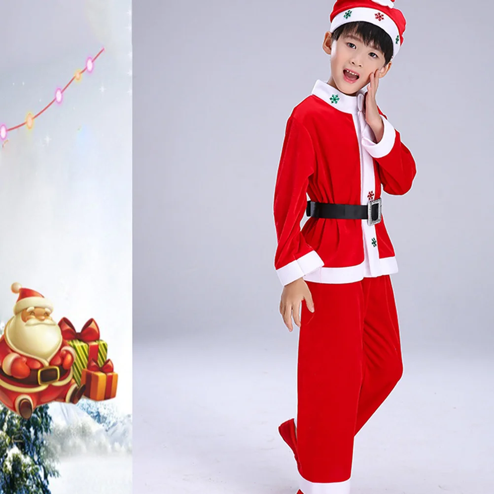 Santa Claus Costume for Boy Children Clothing Christmas Stage Performing Red Suit Girl