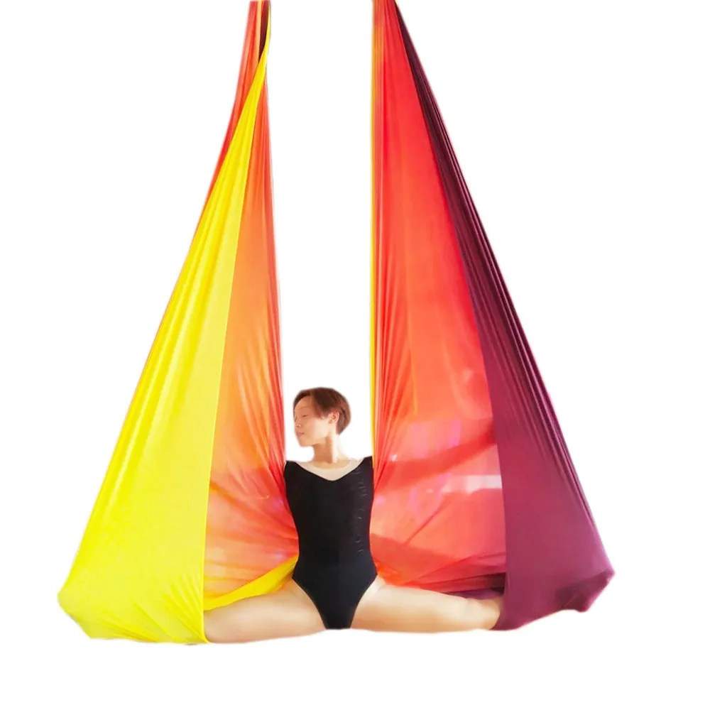 Anti-Gravity Aerial Yoga Hammock Fabric Silk Flying Yoga Swing Bed Aerial Traction Device Fitness Yoga Belts for Home Sporting