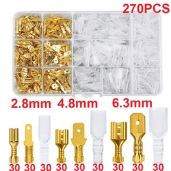 Connection Terminal 270 pcs 2.8mm 4.8mm 6.3mm Plug Spring Female Spade Cold Crimp Terminal Connector Automotive Speaker Electric