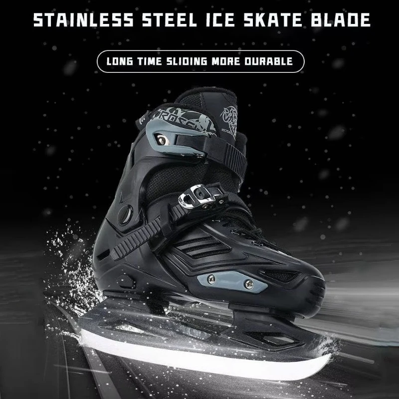 Hard Shell Ice Skates Stainless Steel Blade Breathable Memory Liner 3D Anti-collision Ice Hockey Skates for Adults Beginners
