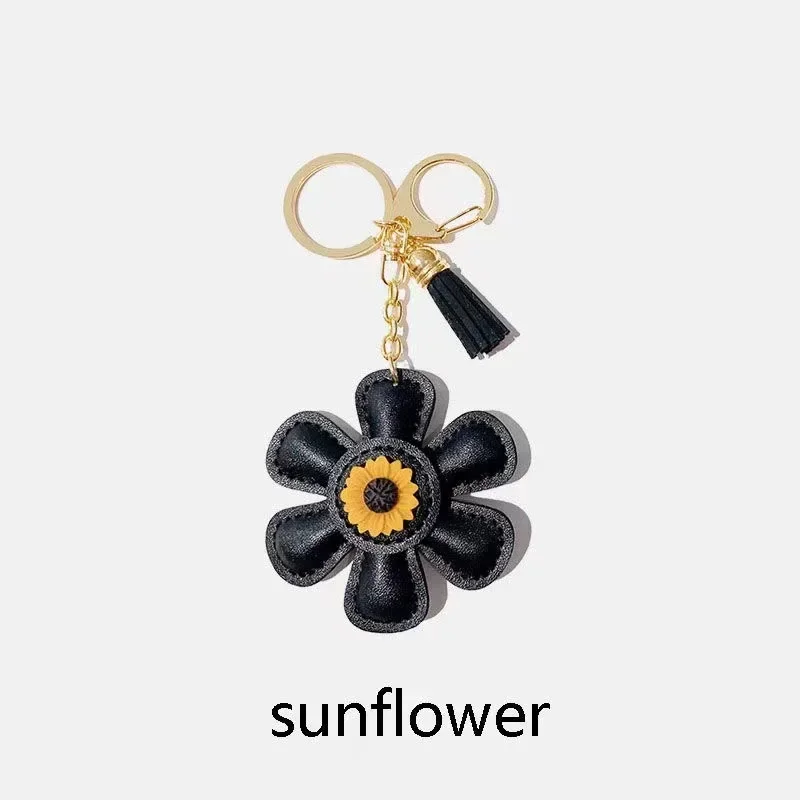 Sunflower bag pendant, leather keychain, Valentine's Day, Mother's Day, various colors of flower bud pendant