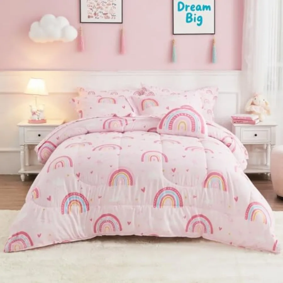

Bed in a Bag for Girls Teens, 6 Pieces Size Comforter Bed Set with Shams, Sheet Set and Decorative Toy Pillow, Super Soft Micro