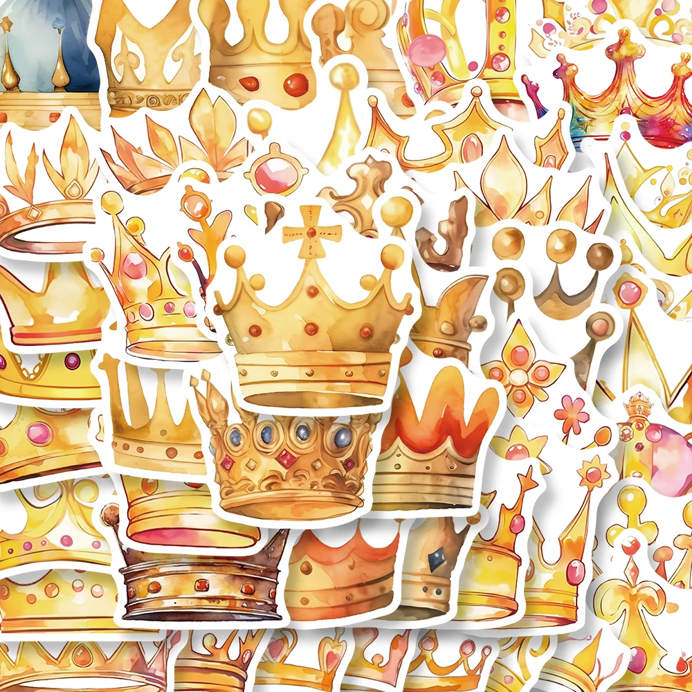50PCS Cartoon Crown Stickers Fairy Tale World Exquisite Handbooks Phone Cases Laptop Water Cups Luggage Waterproof Stickers