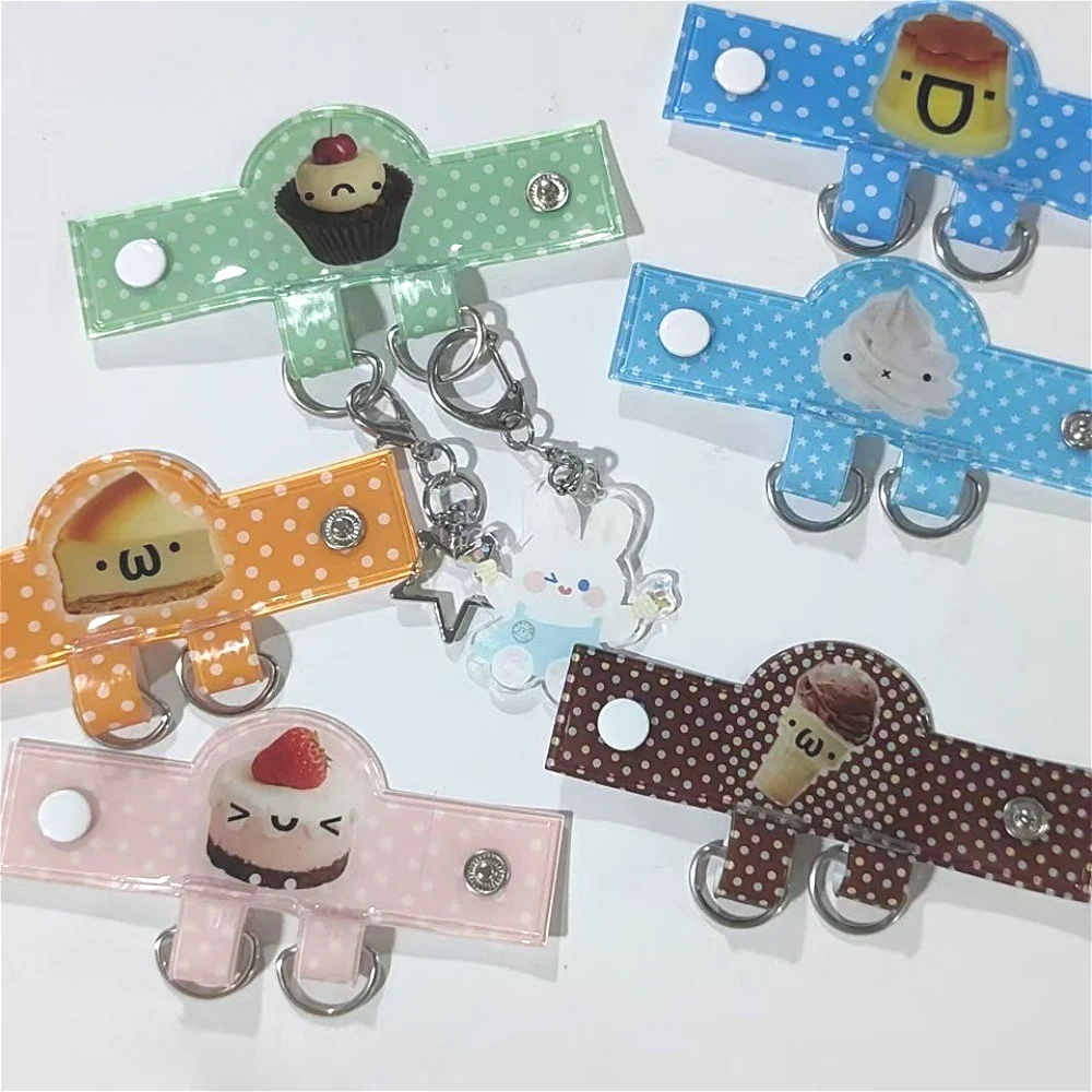 Cartoon Dessert Series Wave Point Keychain Bag Pendant Transparent Double Ring Pendant Travel Box Accessories Buckle Extension