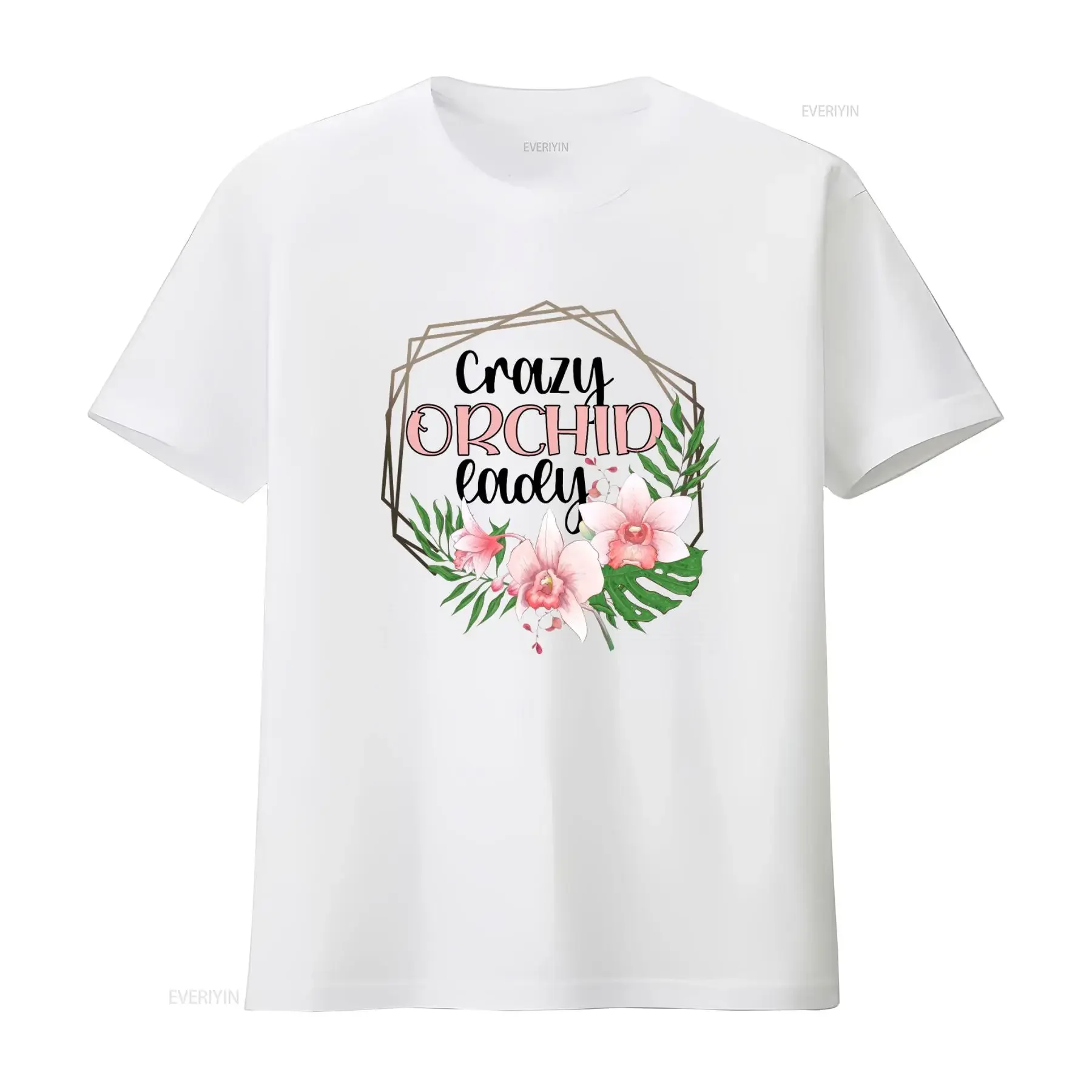 Crazy Orchid Lady Floral Print T Shirt for Plant Lovers vintage Washed Stretched homme Casual Comfortable Versatile Stylish