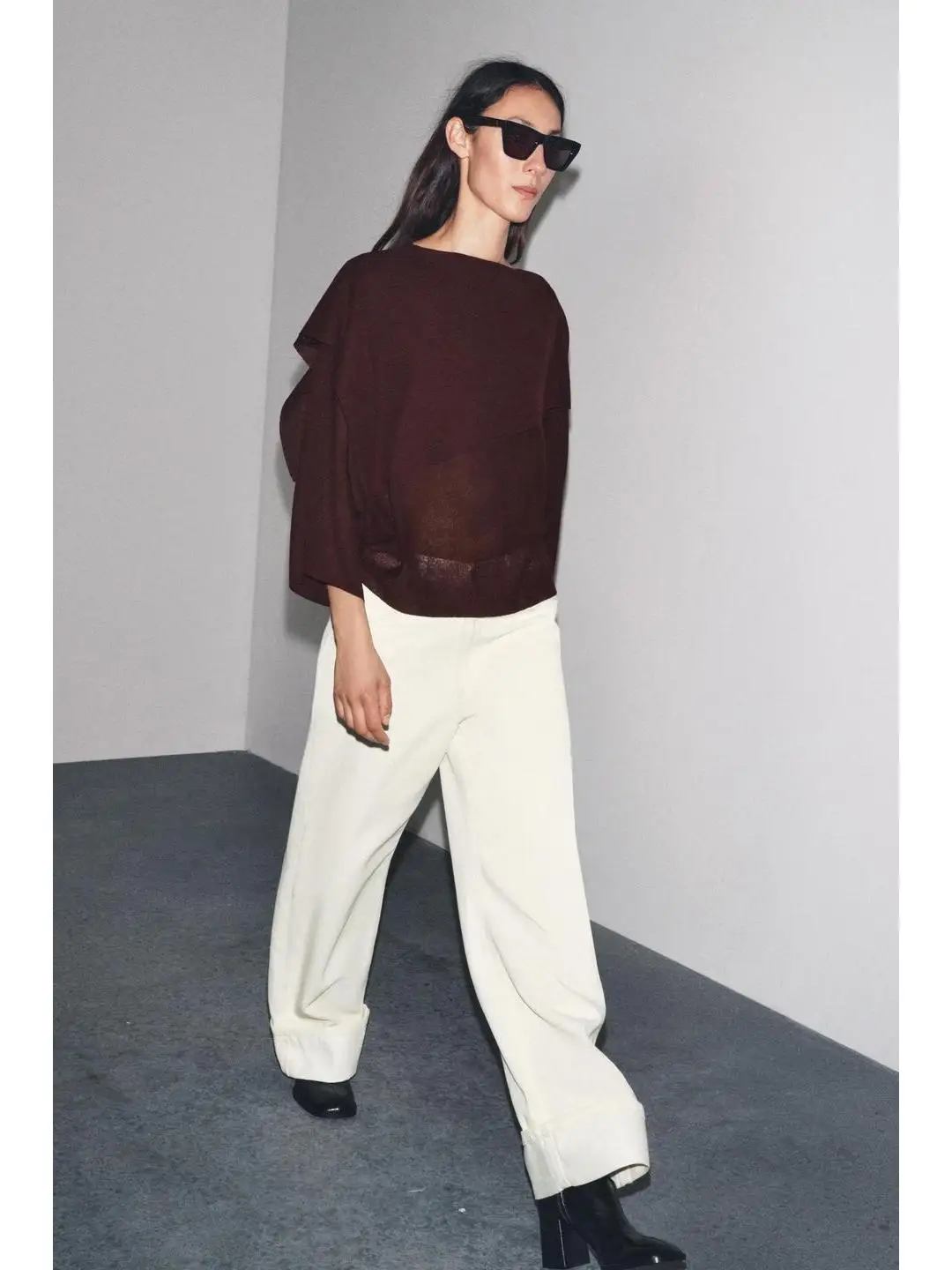 Longo sve feminino irt outono 2025 ampla sve design drapeado agulha plana camadas topo europeu sle sem marca regular fino