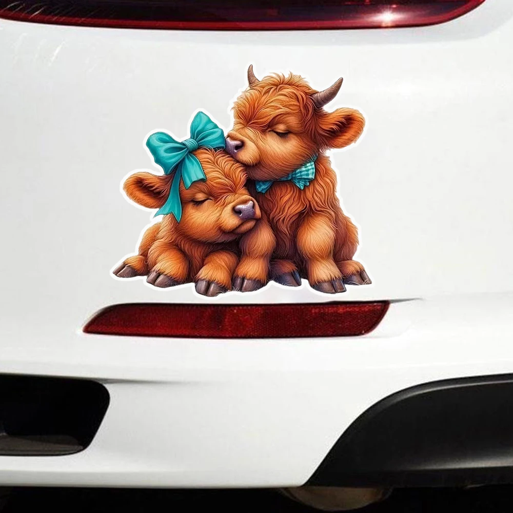 Sweet Highland Calves Creative Decorative Stickers, Suitable for a Variety of Scene Decorations, Such As Cars, Trucks