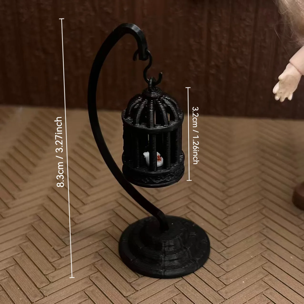 Mini 1:12 Bird Cage Model Set with Bird Miniature Scene Dollhouse Doll Accessories DIY Dollhouse Decoration Desktop Craft Model