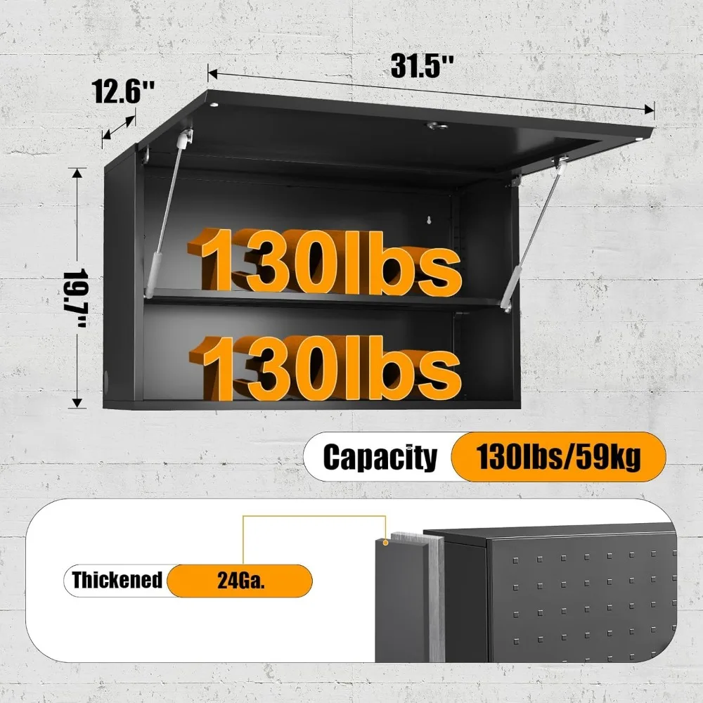 ตู้เก็บของติดผนังโลหะแบบปรับได้พร้อมกุญแจล็อคสำหรับโรงรถ, ตู้เก็บของแบบพับได้สำหรับรถพ่วง, โซลูชั่นการจัดระเบียบที่รูปตัวยู