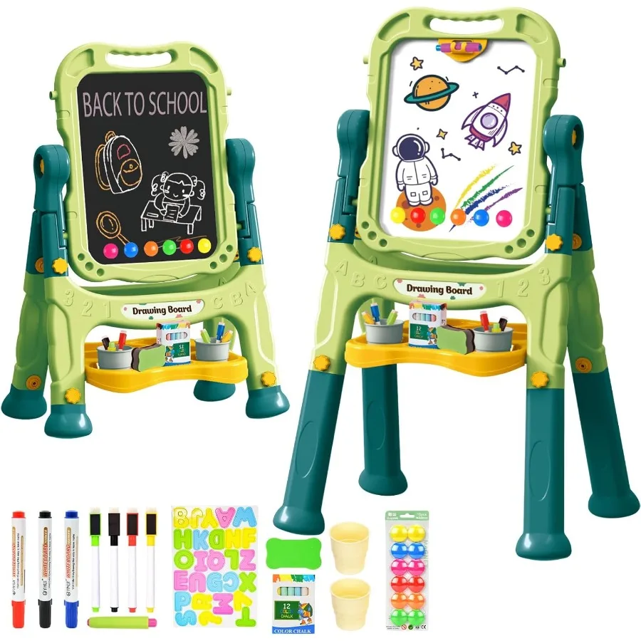 

Adjustable Standing Art Easel for with Double Magnetic Drawing Board and Painting Accessories Ideal for Toddlers' Creative Play