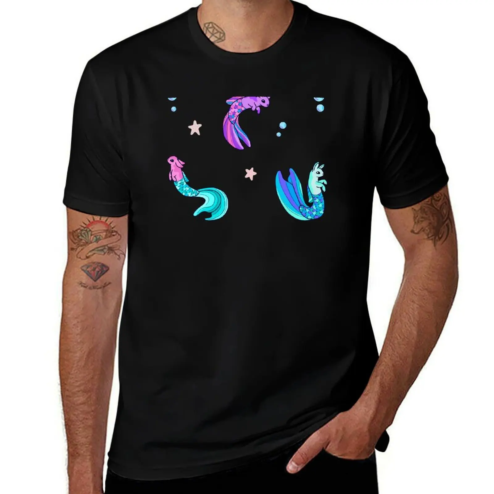 

mer-bunnies T-Shirt vintage anime clothes cute clothes Funny t-shirt Men's t-shirt