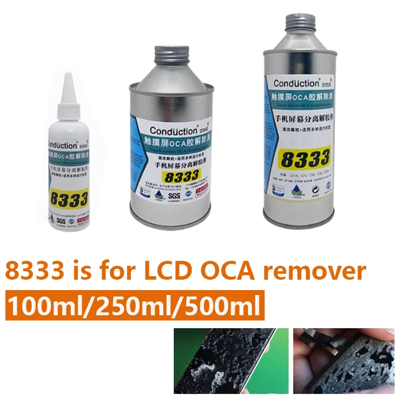 100/250/500ml Efficient 8333 Touch Screen OCA Polarizer Removing Liquids Samsung Mac Repair Solution Glue Cleaning Fluid