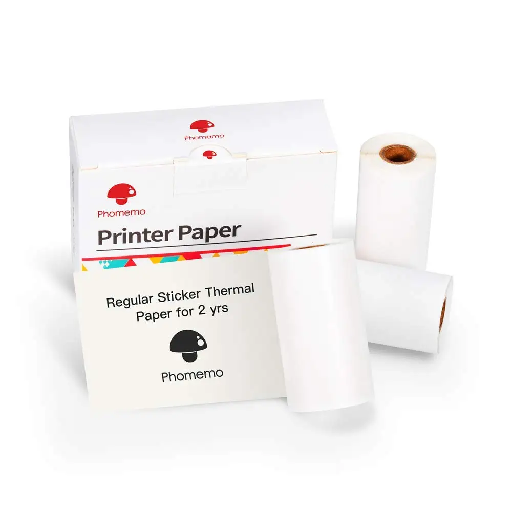 

Phomemo 10 Years White Thermal Paper 3 Rolls Non-Adhesive Suitable for Phomemo M02/M02 Pro/M02S Mini Printer 53mm x 6.5m