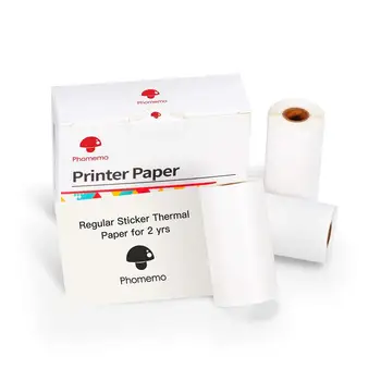 Phomemo 10 years white thermal paper 3 rolls non adhesive suitable for Phomemo M02/M02 Pro/M02S Mini printer 53mm x 6.5m