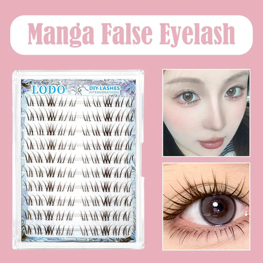 10 filas de pestañas sin pegamento estilo Manga marrón-pestañas seccionadas y aspecto falso, fácil Natural lindo aplicar C2P6