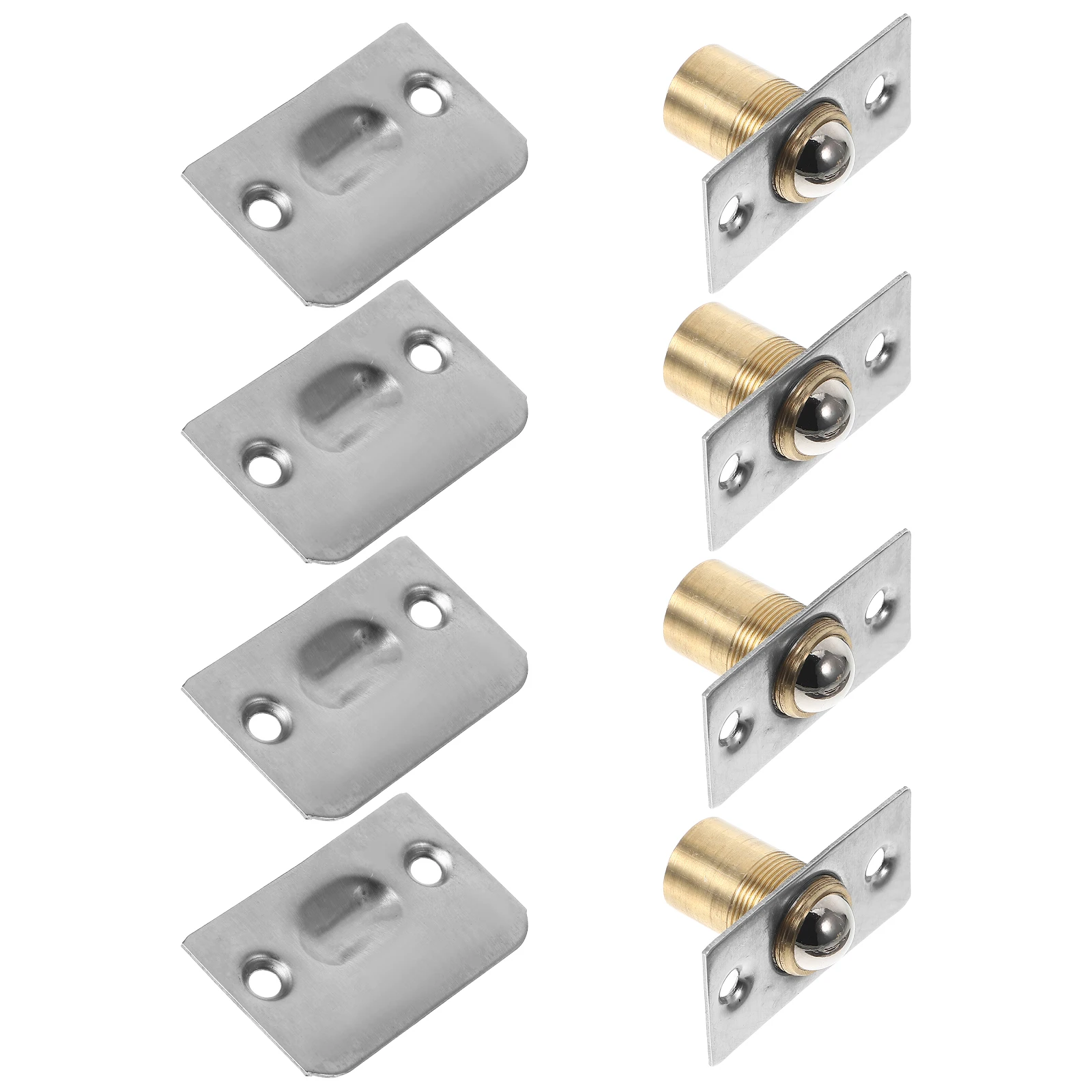 

4 Sets Door Bead Metal Catch Closet Cupboard Latch Hardware with Strike Plate Cabinet Spring