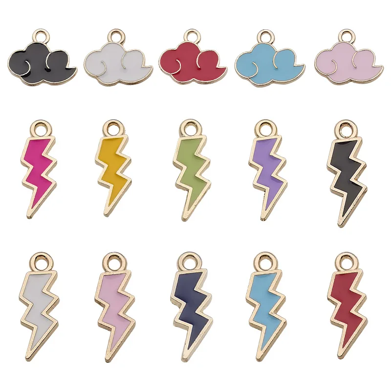 10pcsMultiple colors Lightning Cloud Enamel Charms Fashion Pendant for Jewelry Making Fashion Earring Pendant Necklace Bracelet