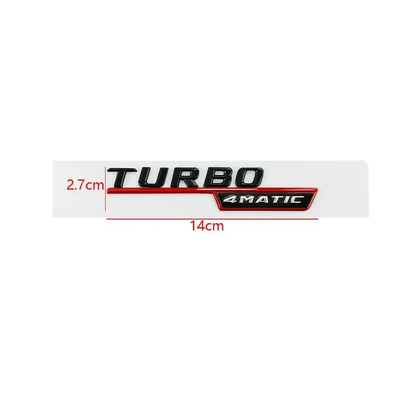 2pcs Car Letters Fender Badge Turbo 4matic Plus Emblem Sticker Accessories For Mercedes AMG A45 CLA45 C117 GLA45 GLE53 X247 W117