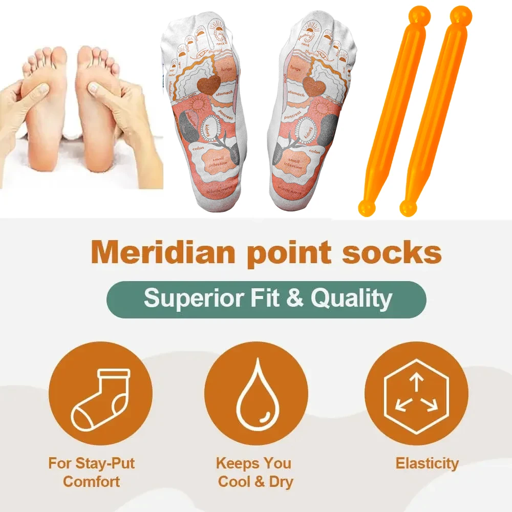 2024 New Massage Relieve Tired Feet Sock Acupressure Foot Massager Reflexology Socks Chinese Foot Point Tool Physiotherapy Socks