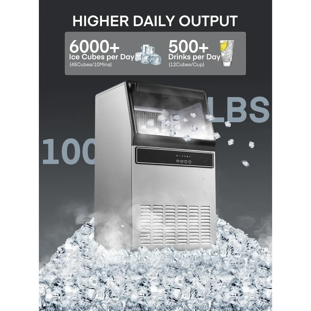 100lbs/24H Commercial Ice Maker Machine, Stainless Steel Under Counter Ice Machine with 33lbs Storage Capacity,, Customized