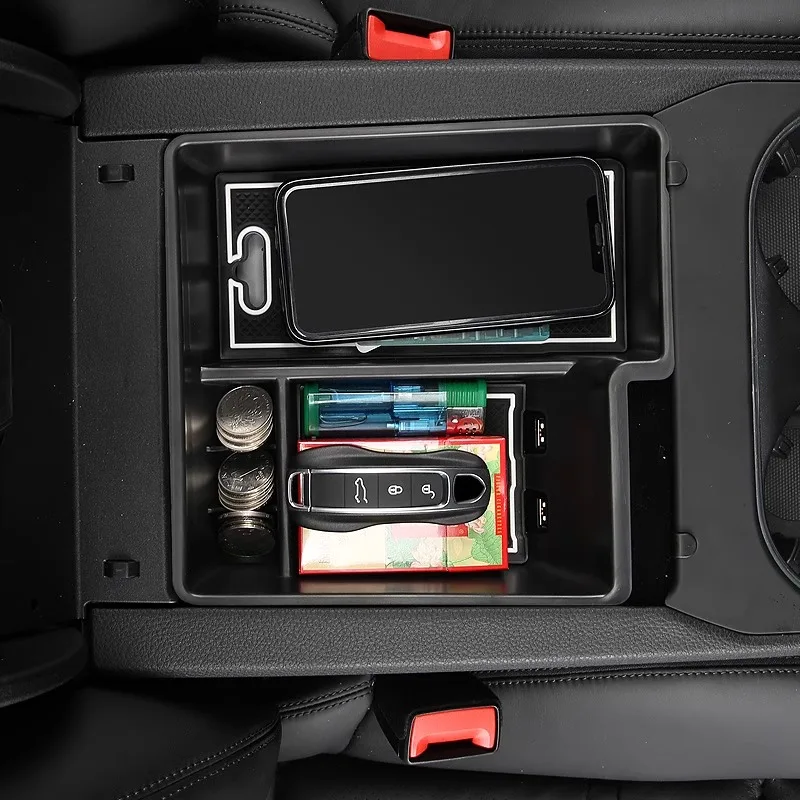 For Porsche Macan Cayenne Panamera 2014-2024 Car Central Control Armrest Storage Box Organizer Tray Holder Organizer Accessories