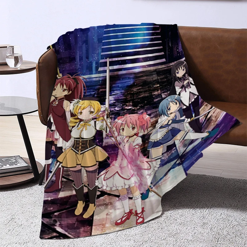 Puella Magi Madoka Magica Anime Blanket Furry Sofa Blankets & Throws Winter Warm Throw Bed Double Fluffy Soft Decorative Custom