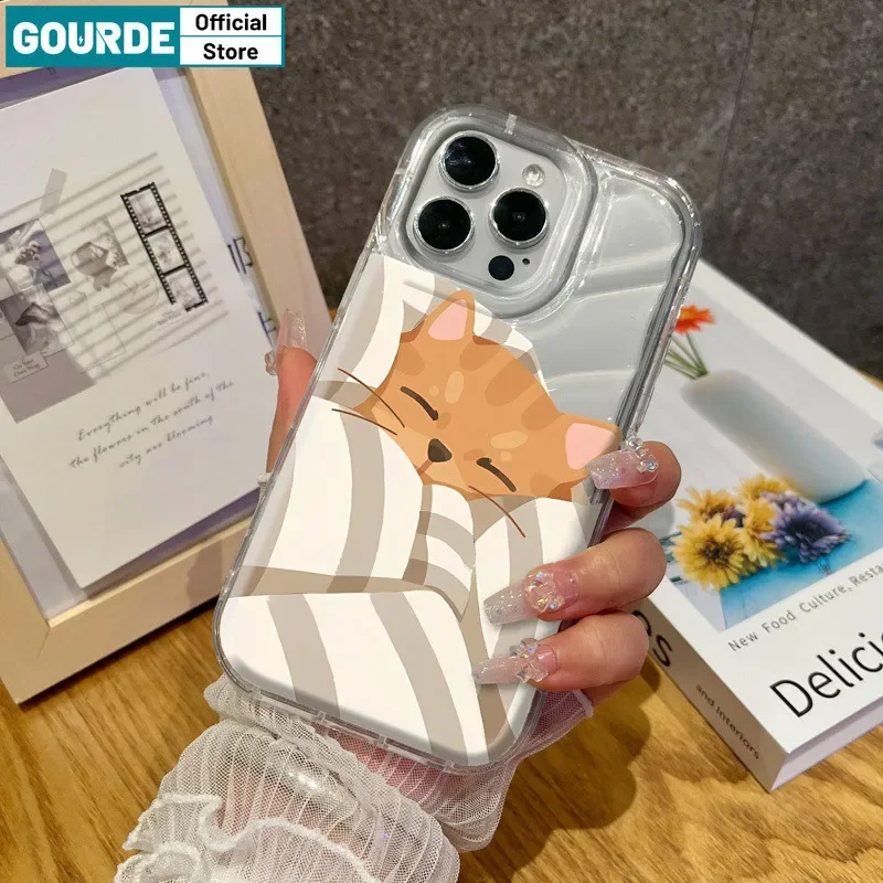 Gourde Cute Couple Casing Sleep Cat  Dog Pattern Phone Case for Iphone 15 14 12 13 11 Pro Max IP 7 8 Plus Iphon X XS XR Xs Max