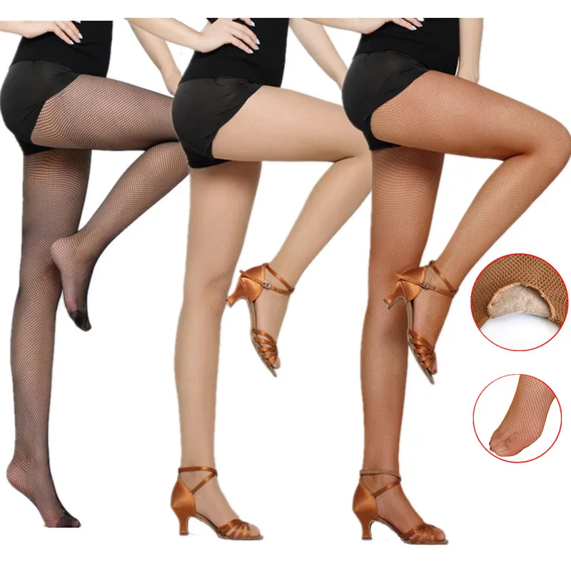 2Pair/Lot Latin Dance Fishnet Stockings Hard Yarn Caramel Nylon Tights Sexy Women Bodystocking Pantyhose