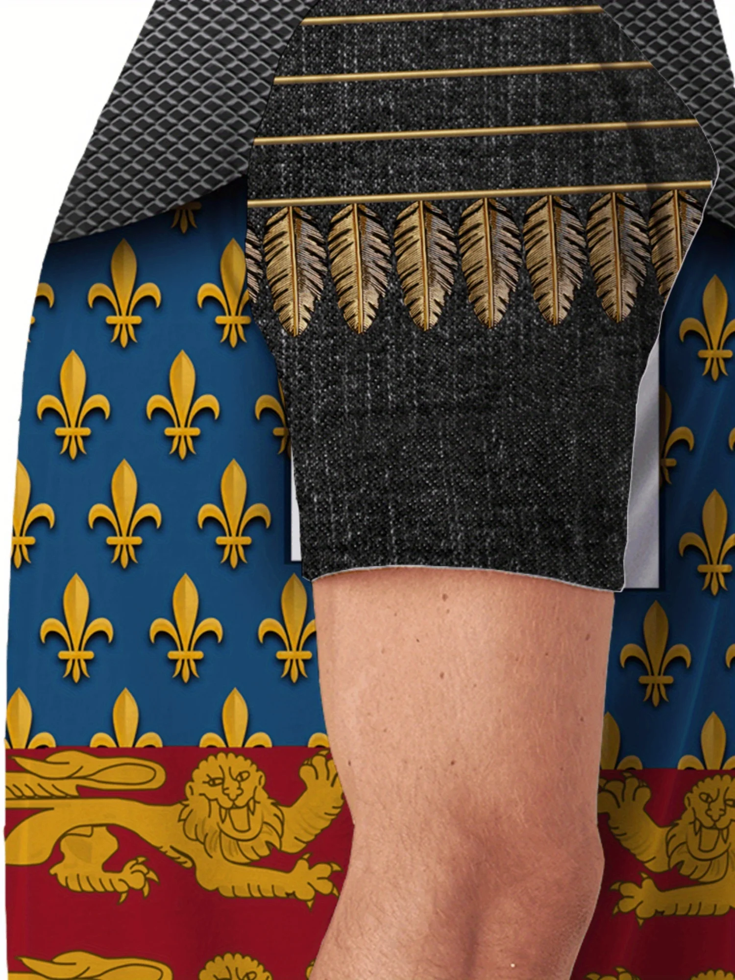 Men's Medieval Knight Armor 3D Print T-Shirt - Short Sleeve, Breathable Polyester, Retro Gorgeous Design with Coat of Arms