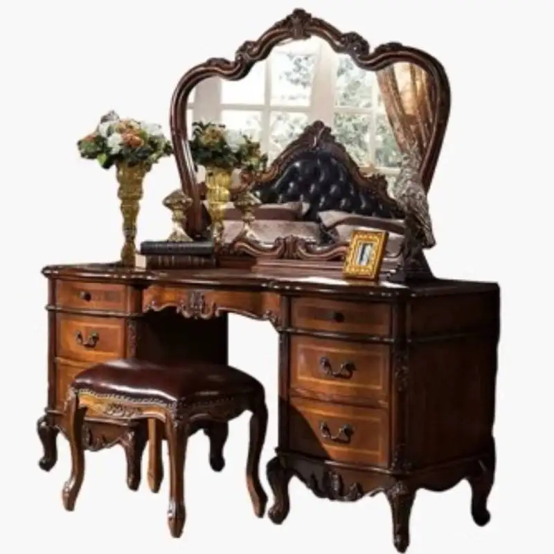 درج خشبي الغرور الجدول تصميم تخزين مرآة مخفية الزاوية ماكياج الغرور مكتب خمر أوروبا Kaptafel الأثاث للمنزل #6