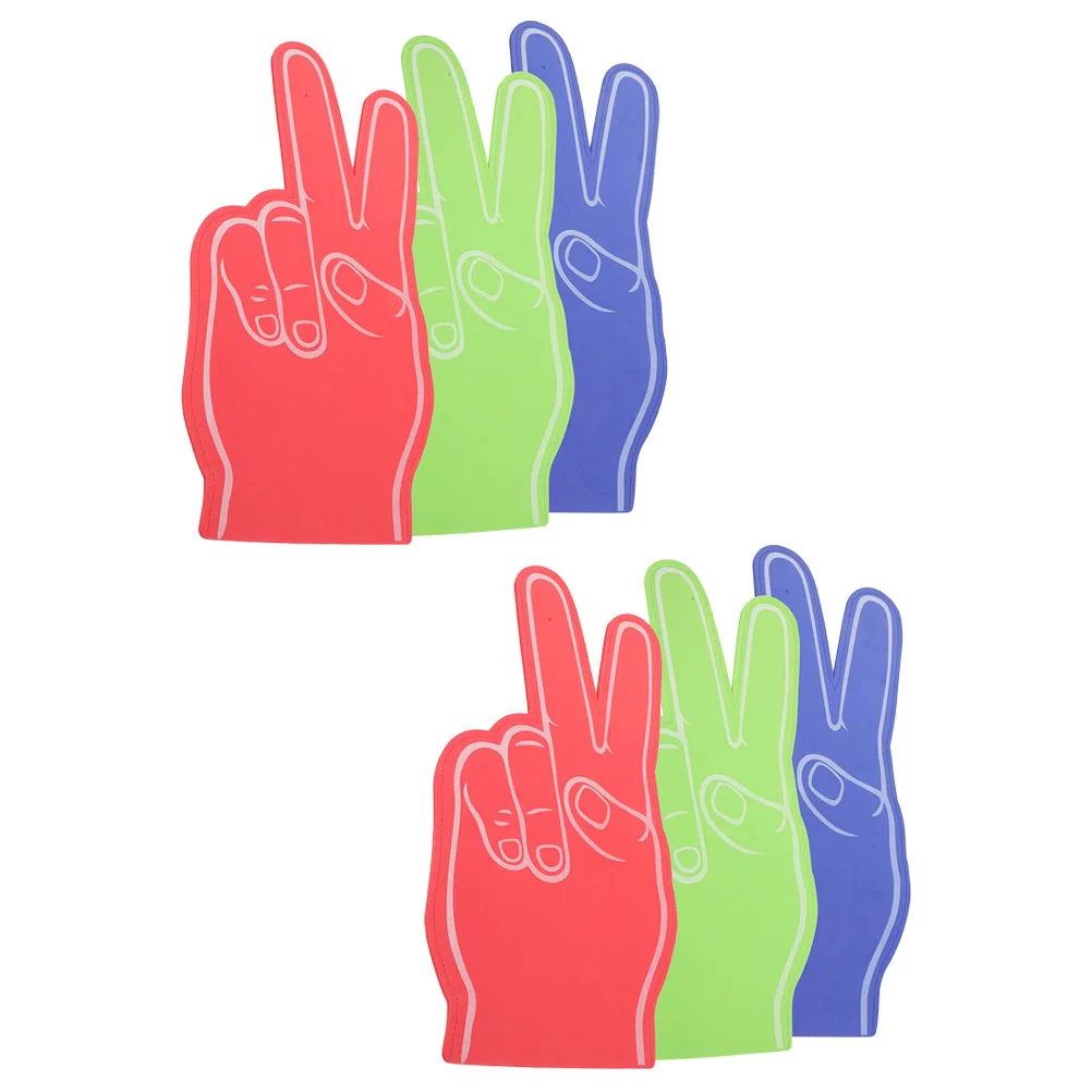 6 Pcs Finger Cheering Props Giant Foam Fingers for Sports Party Toys Girl Bulk Eva Favors Cheerleading Hand