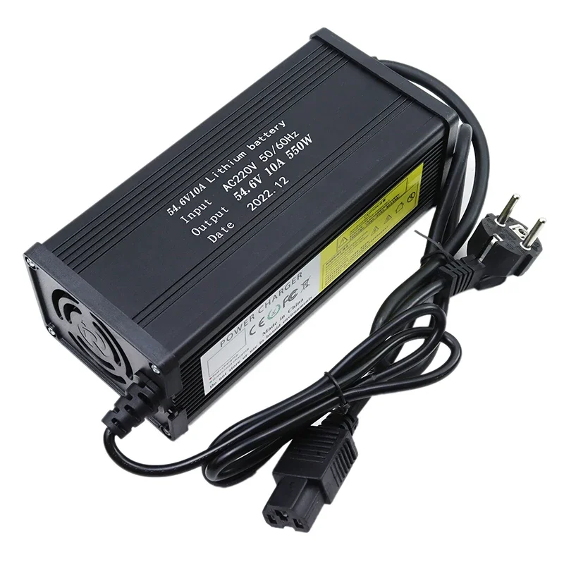 48V 10A Smart Charger Aluminum case AC 110V/220V For 13S 54.6V E-two wheelers Li-ion Battery Fast Charging LCD Display With Fan