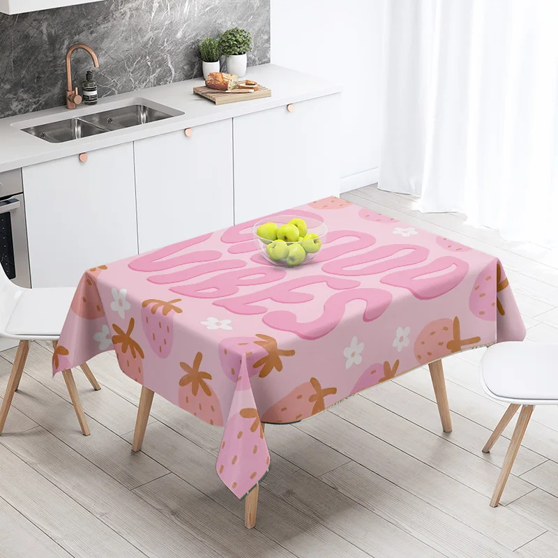 Green Tablecloth with White Text Save Drinker Ququila for Home Decor - Washable Polyester Custom Size Available